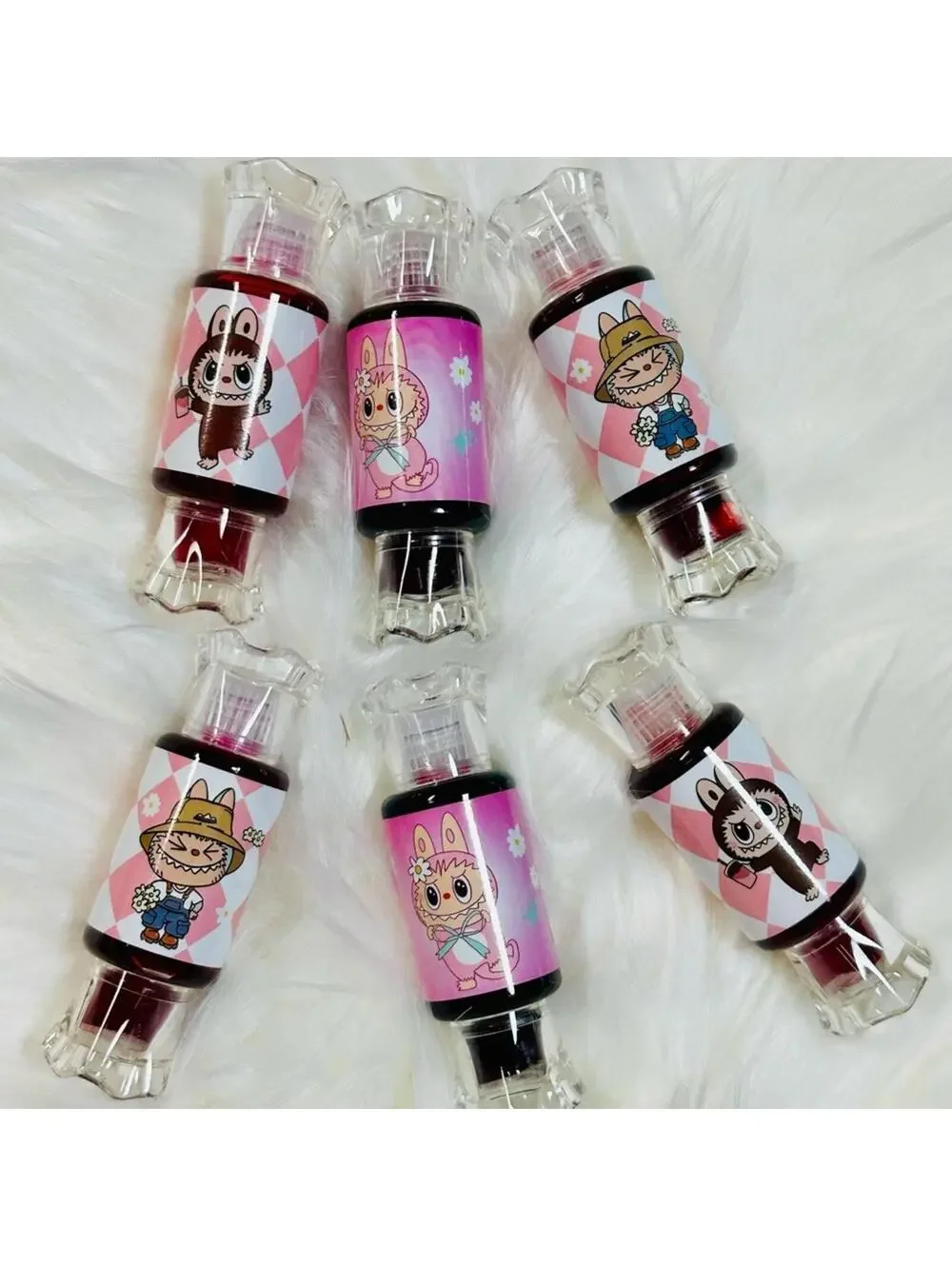 Cute Monster Character Lip Stain Set Pink Red Makeup Lip Color 6 Piece Set